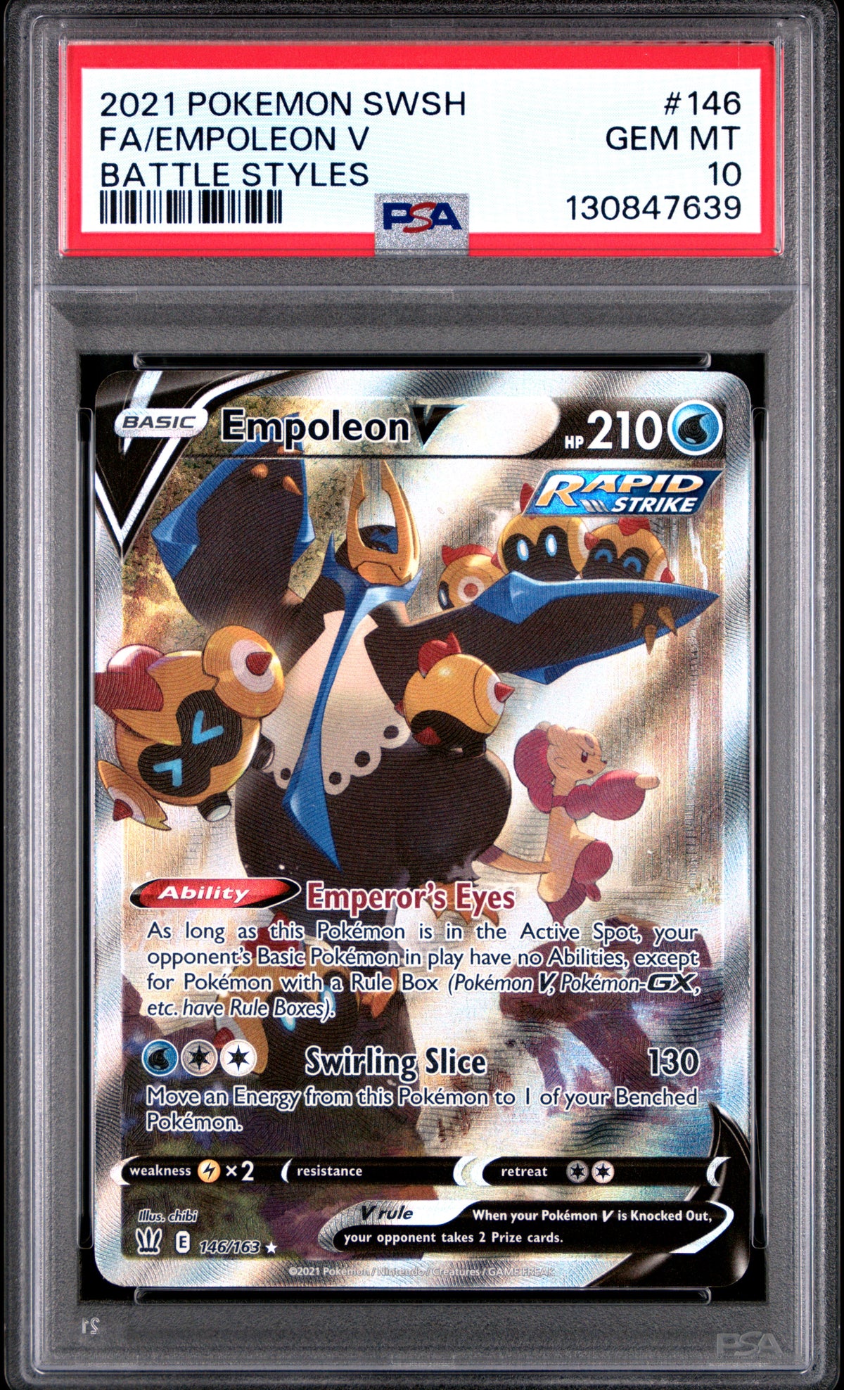 PSA 10 2021 EMPOLEON V 146/163 BATTLE STYLES