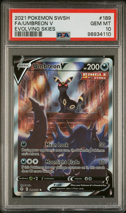 PSA 10 2021 UMBREON V 189 EVOLVING SKIES