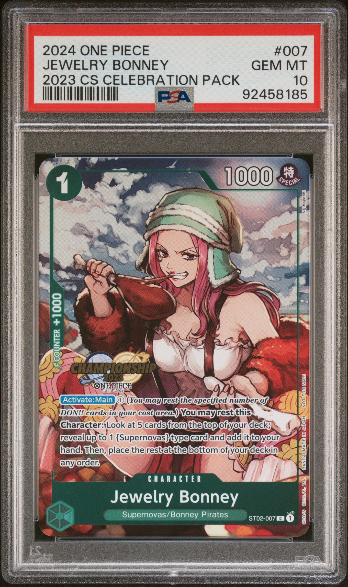 PSA 10 2024 JEWELRY BONNEY 007 ONE PIECE CHAMPIONSHIP 2023 CELEBRATION PACK