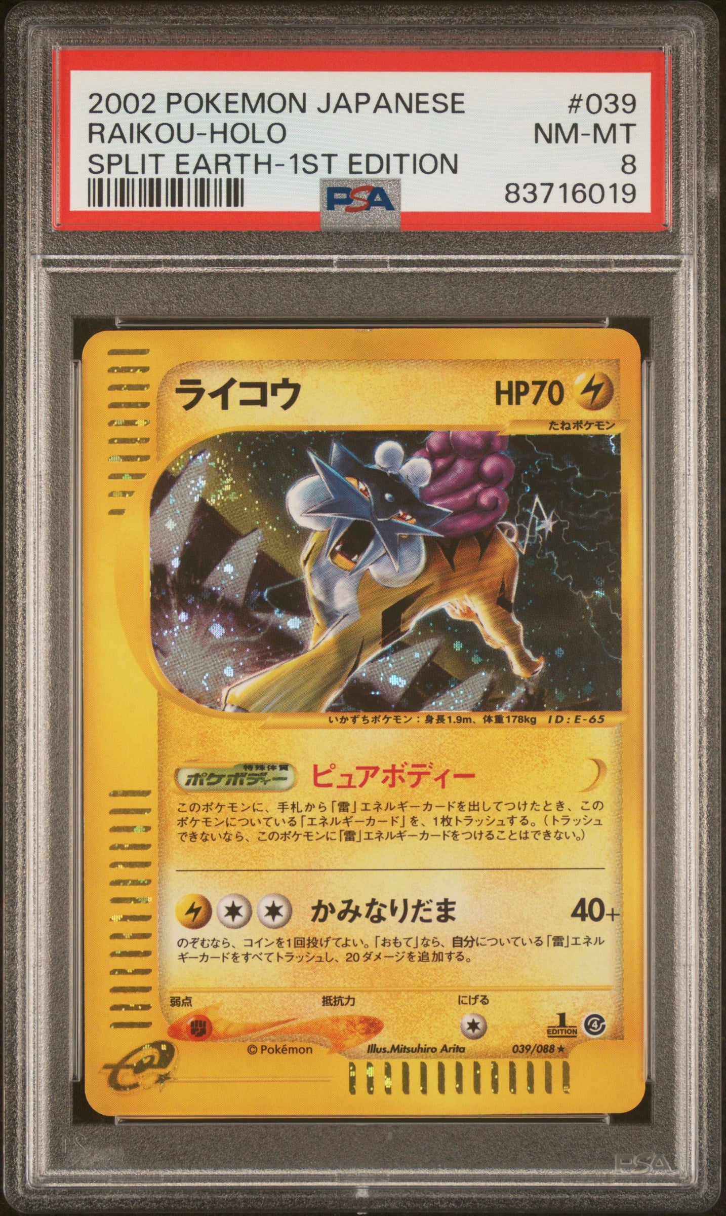 PSA 8 2002 RAIKOU HOLO 039 SPLIT EARTH