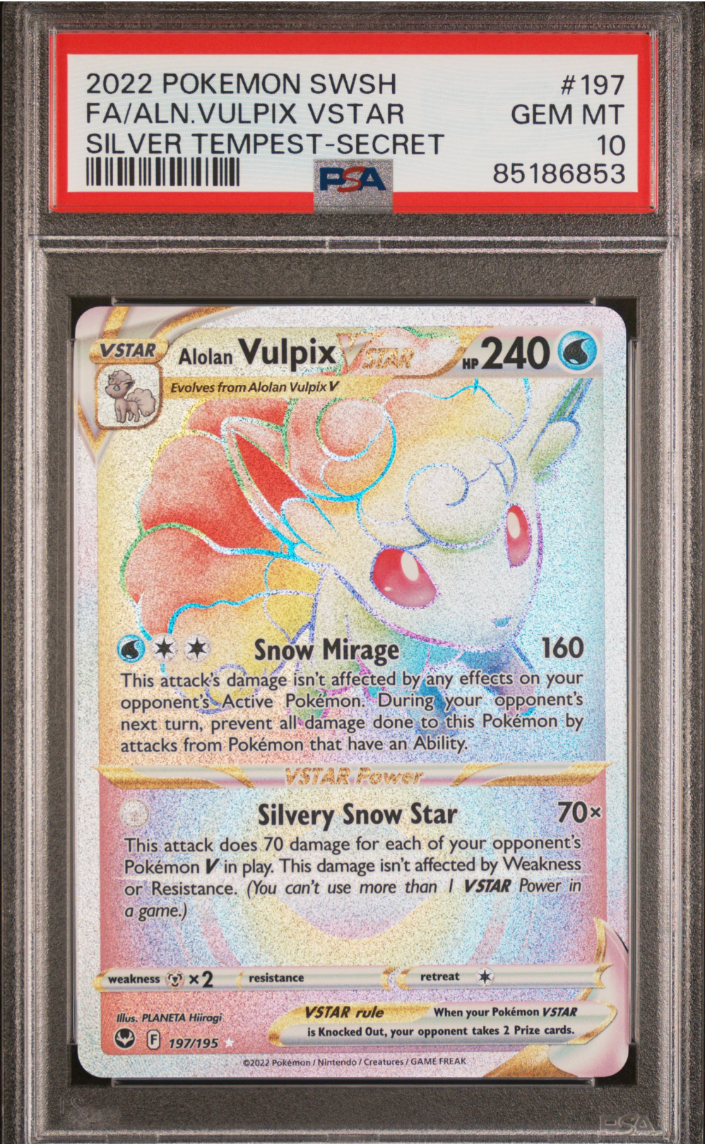 PSA 10 2022 ALOLAN VULPIX VSTAR (197/195)