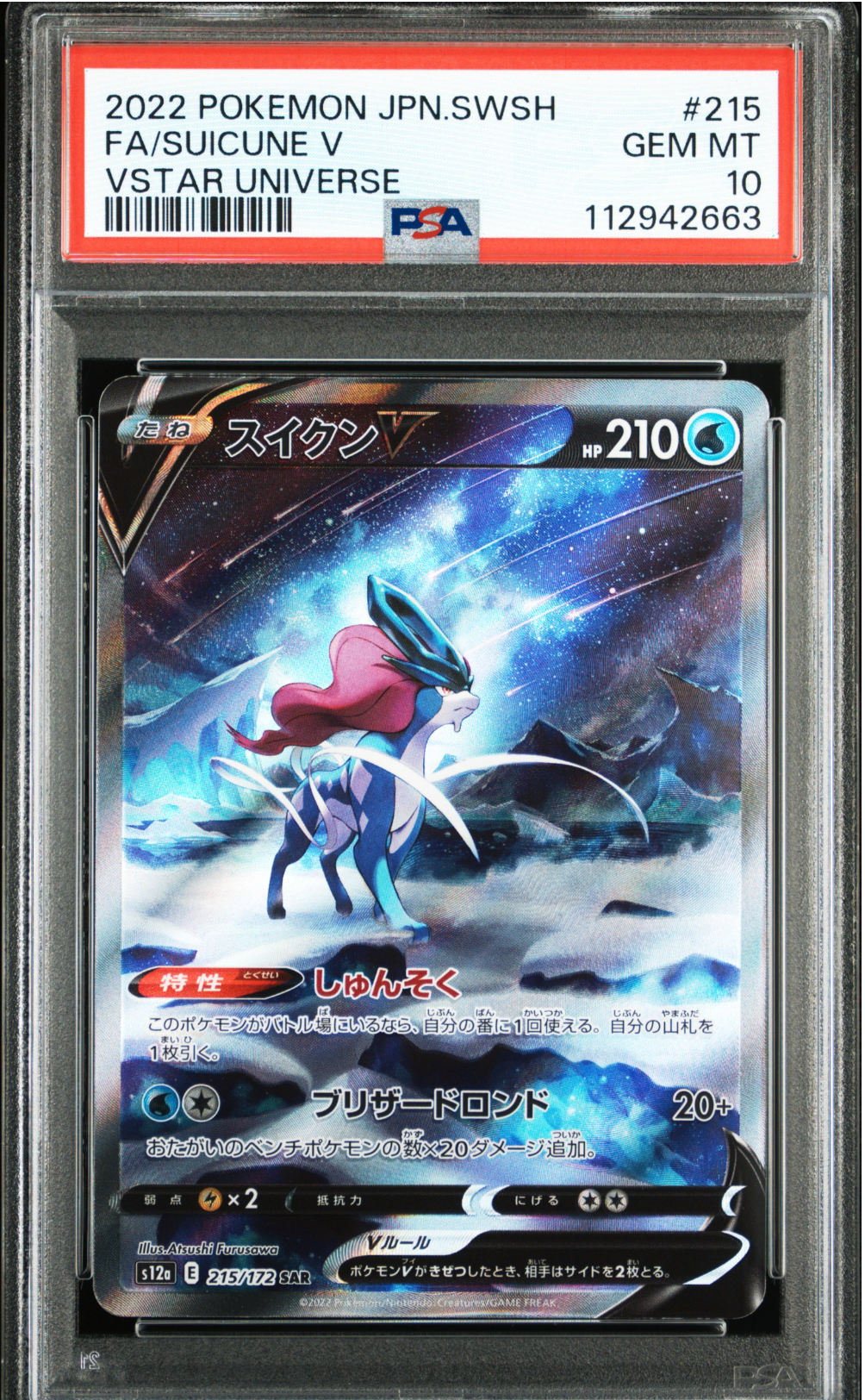 2022 PSA 10 SUICUNE V (215/172)