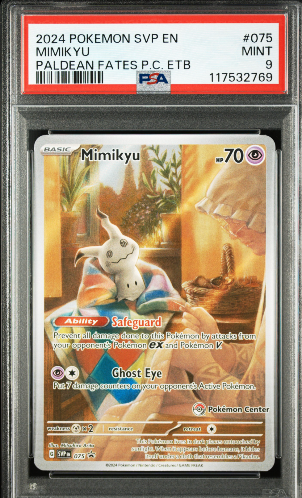 PSA 9 2024 MIMIKYU (075) POKEMON CENTRE