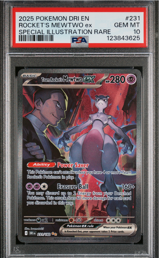 PSA 10 2025 ROCKET'S MEWTWO (231/182)
