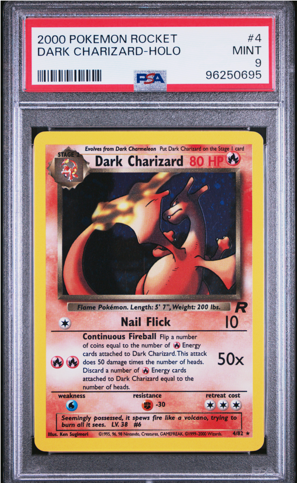 PSA 9 2000 ROCKET DARK CHARIZARD (4/82)