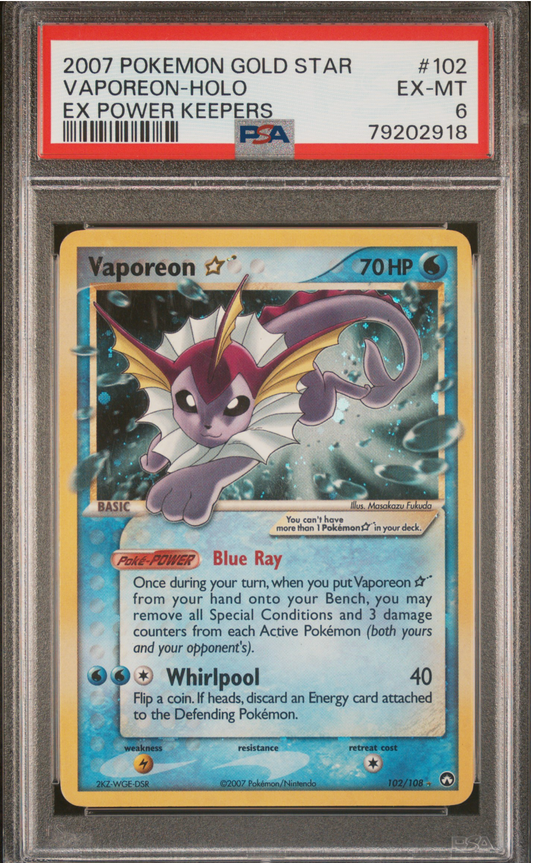 PSA 6 2007 VAPOREON GOLD STAR (102/108)
