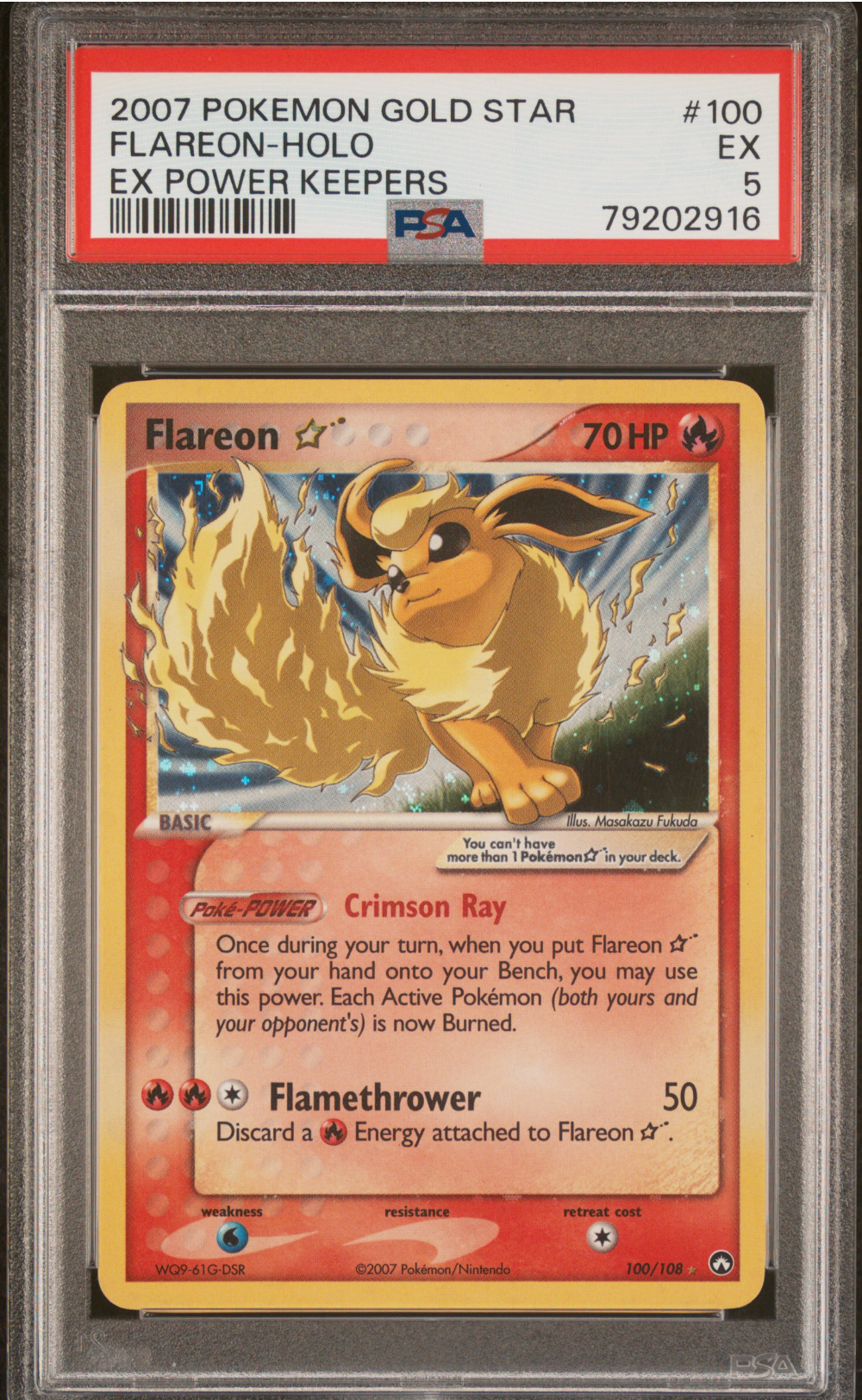 PSA 5 2007 FLAREON GOLD STAR (100/108)