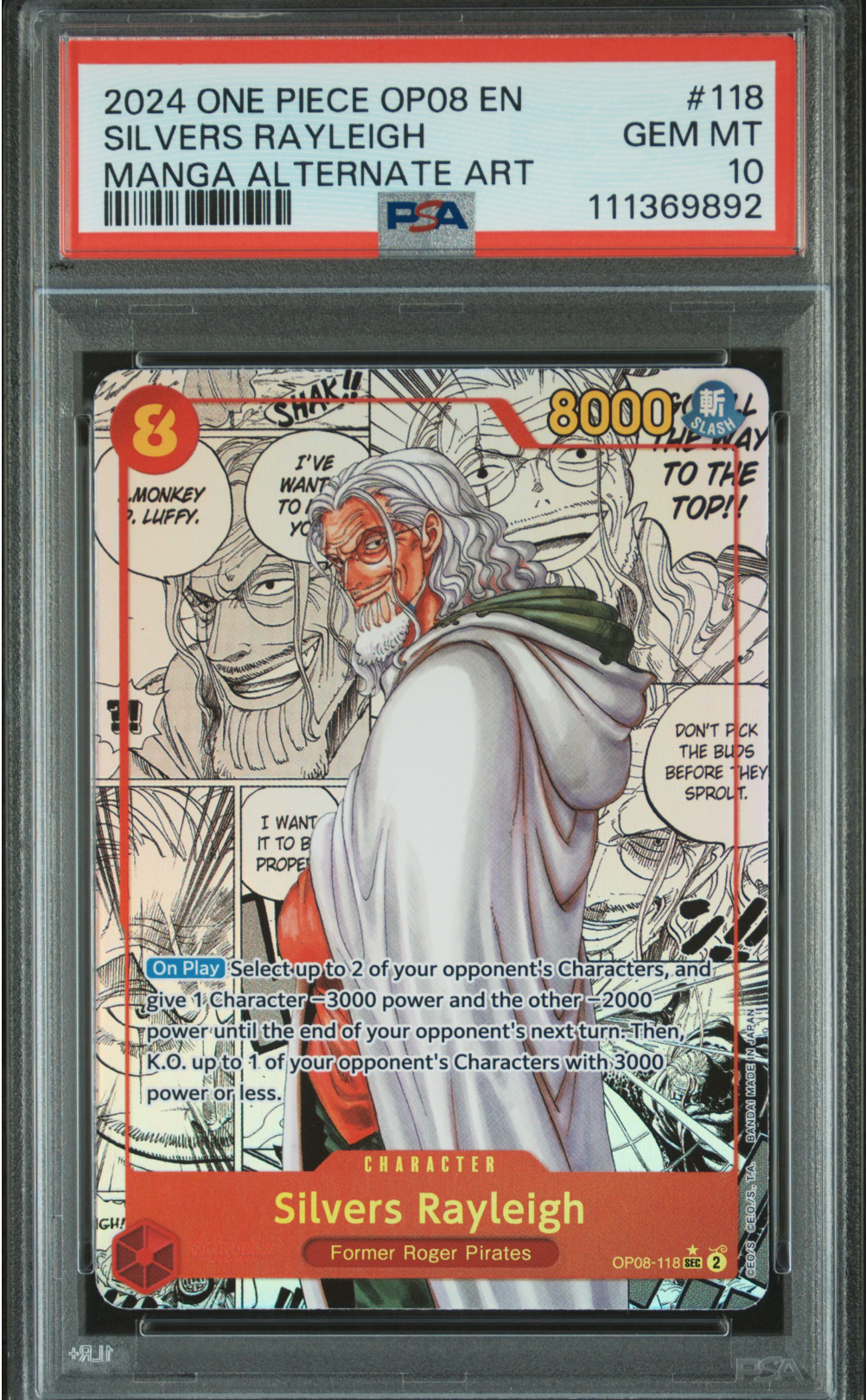 PSA 10 2024 SILVERS RAYLEIGH MANGA (OP08-118)
