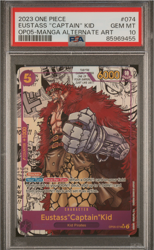 PSA 10 2023 EUSTASS "CAPTAIN" KID MANGA (OP05-074)