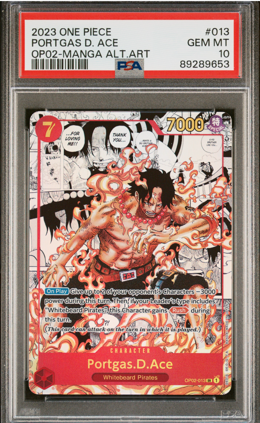 PSA 10 2023 PORTGAS D ACE MANGA (OP02-013)
