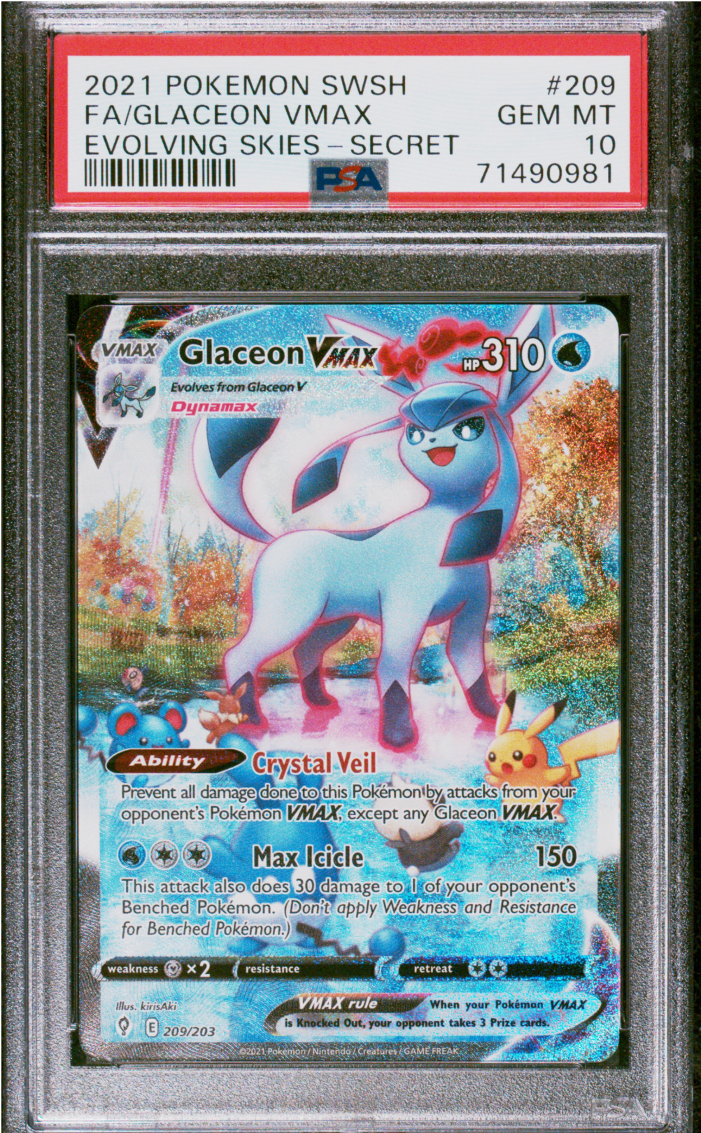 PSA 10 2021 GLACEON VMAX (209/203)