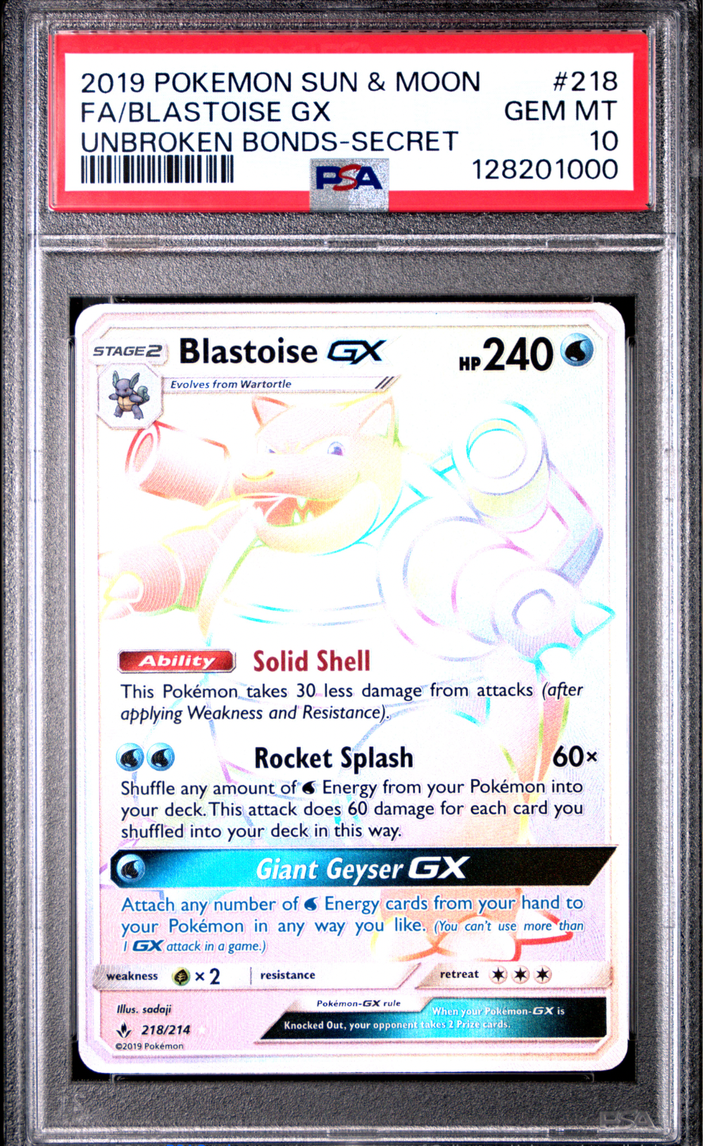 PSA 10 2019 BLASTOISE GX (218/214)