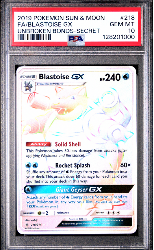 PSA 10 2019 BLASTOISE GX (218/214)