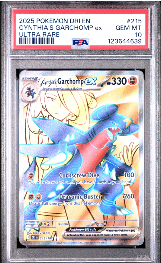 PSA 10 2025 CYNTHIA'S GARCHOMP EX (215/182)