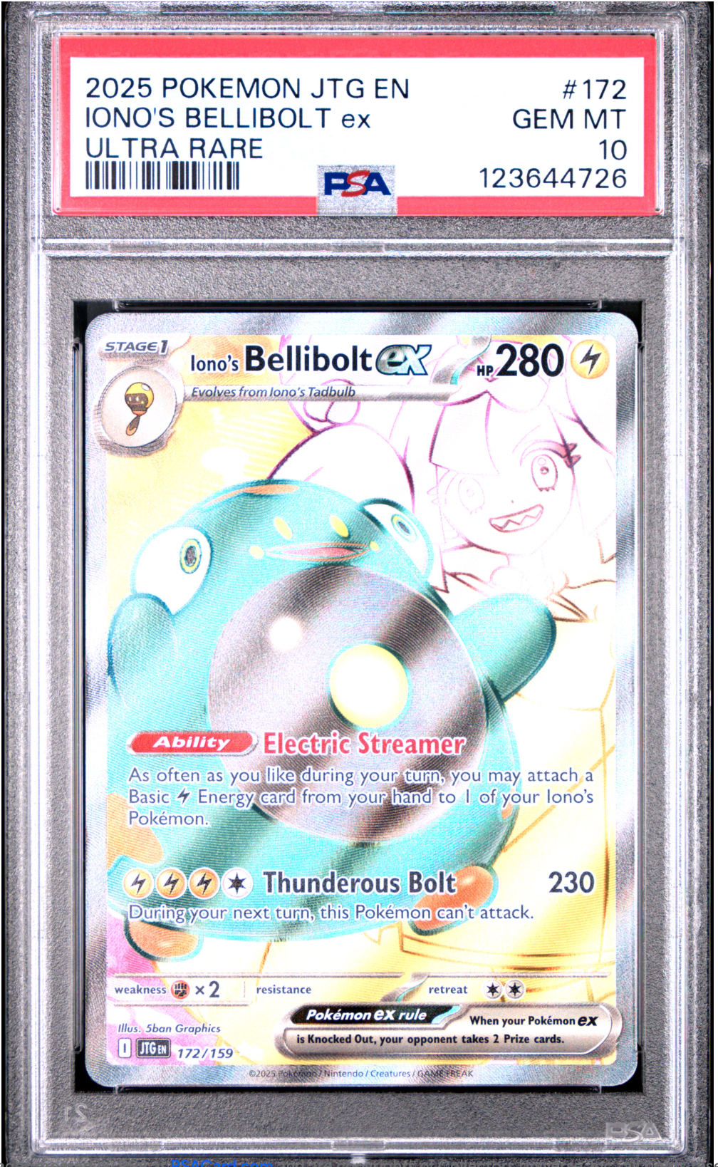 PSA 10 2025'S IONO'S BELLIBOLT EX (172/159)