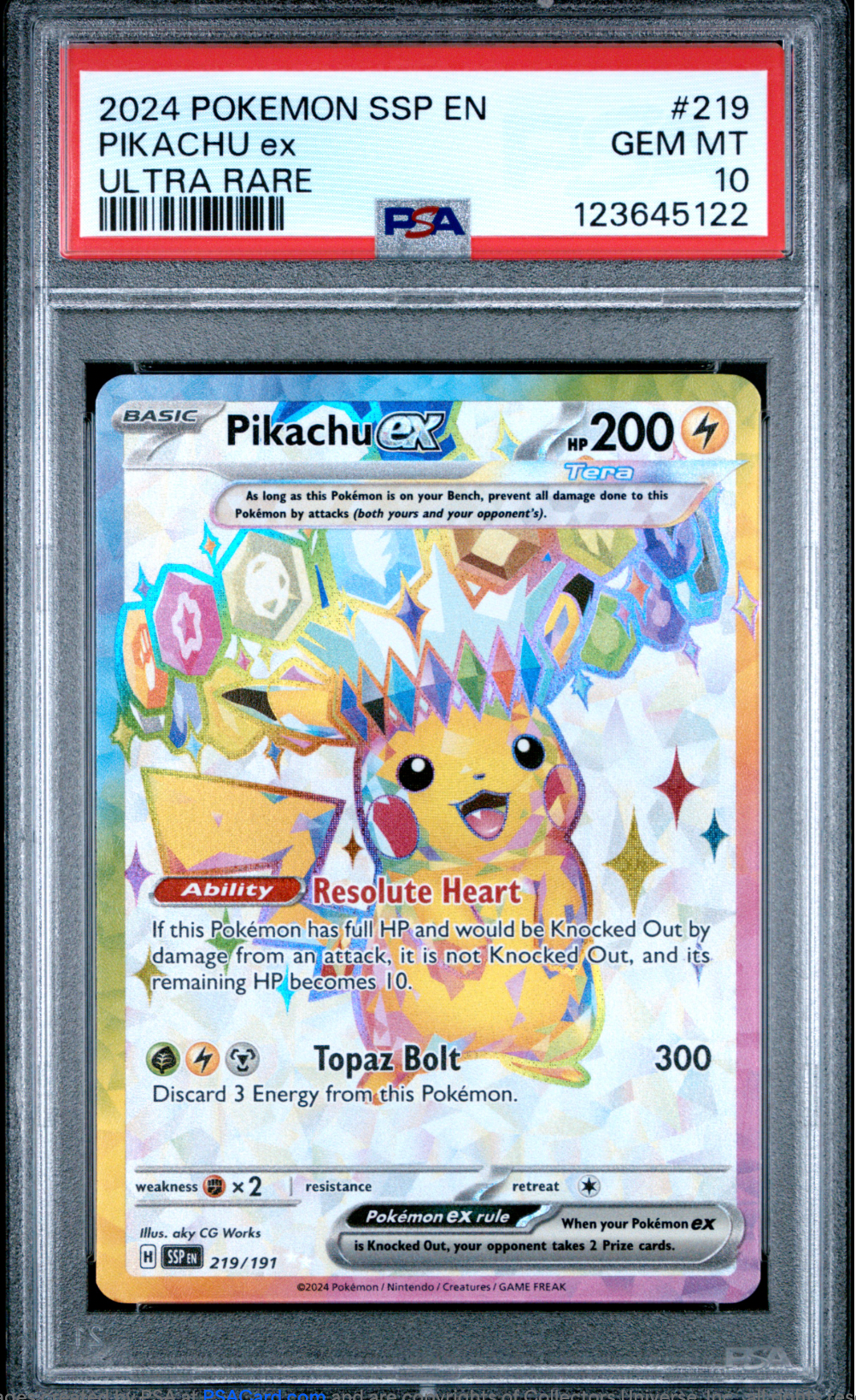 PSA 10 2024 PIKACHU EX (219/191)