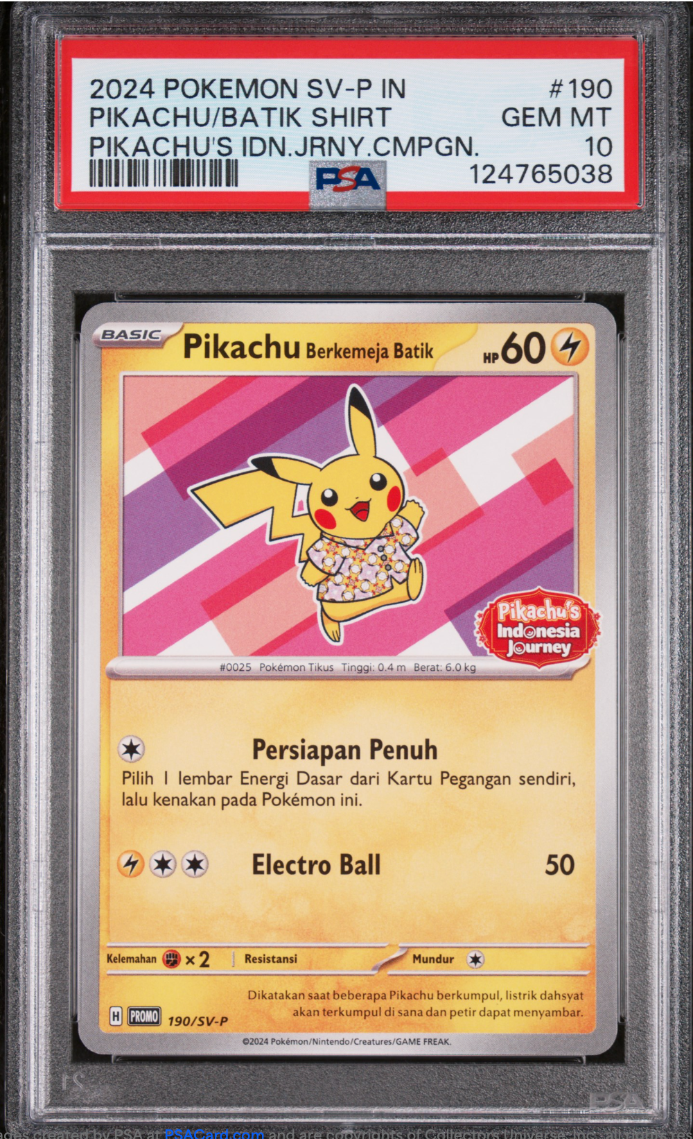 PSA 10 2024 PIKACHU BATIK SHIRT (190/SV-P)