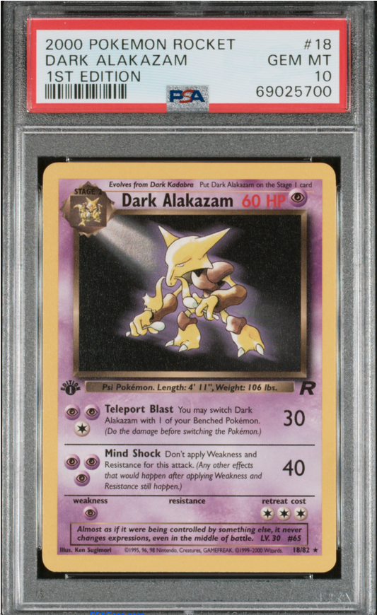 PSA 10 2000 DARK ALAKAZAM 1ST EDITION (18/82)