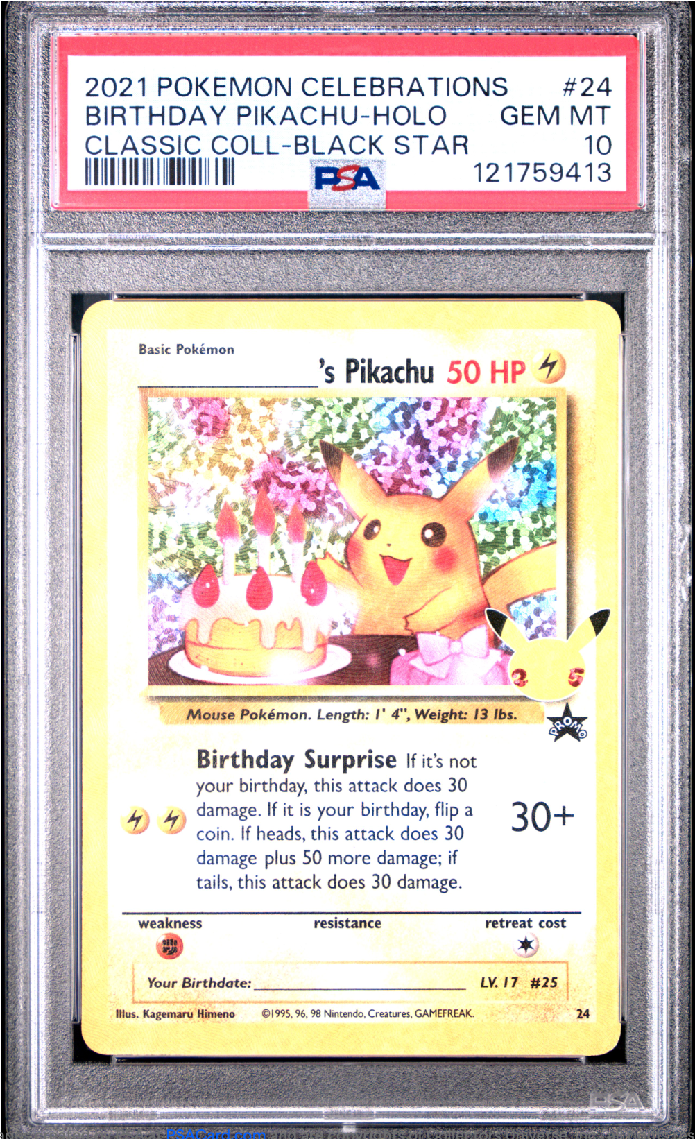 PSA 10 2021 BIRTHDAY PIKACHU BLACK STAR