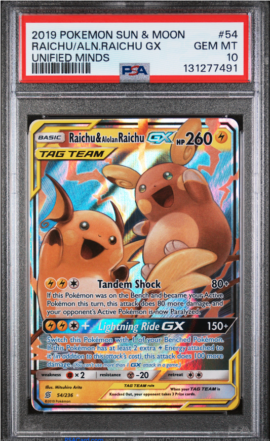 PSA 10 2019 RAICHU & ALOLAN RAICHU (54/236)