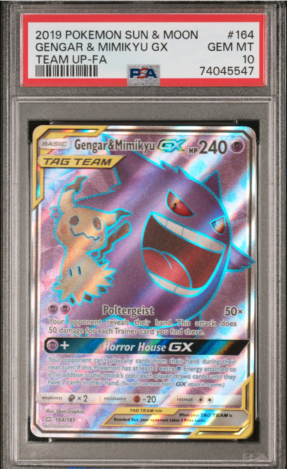 PSA 10 2019 GENGAR & MIMIKYU GX (164/181)