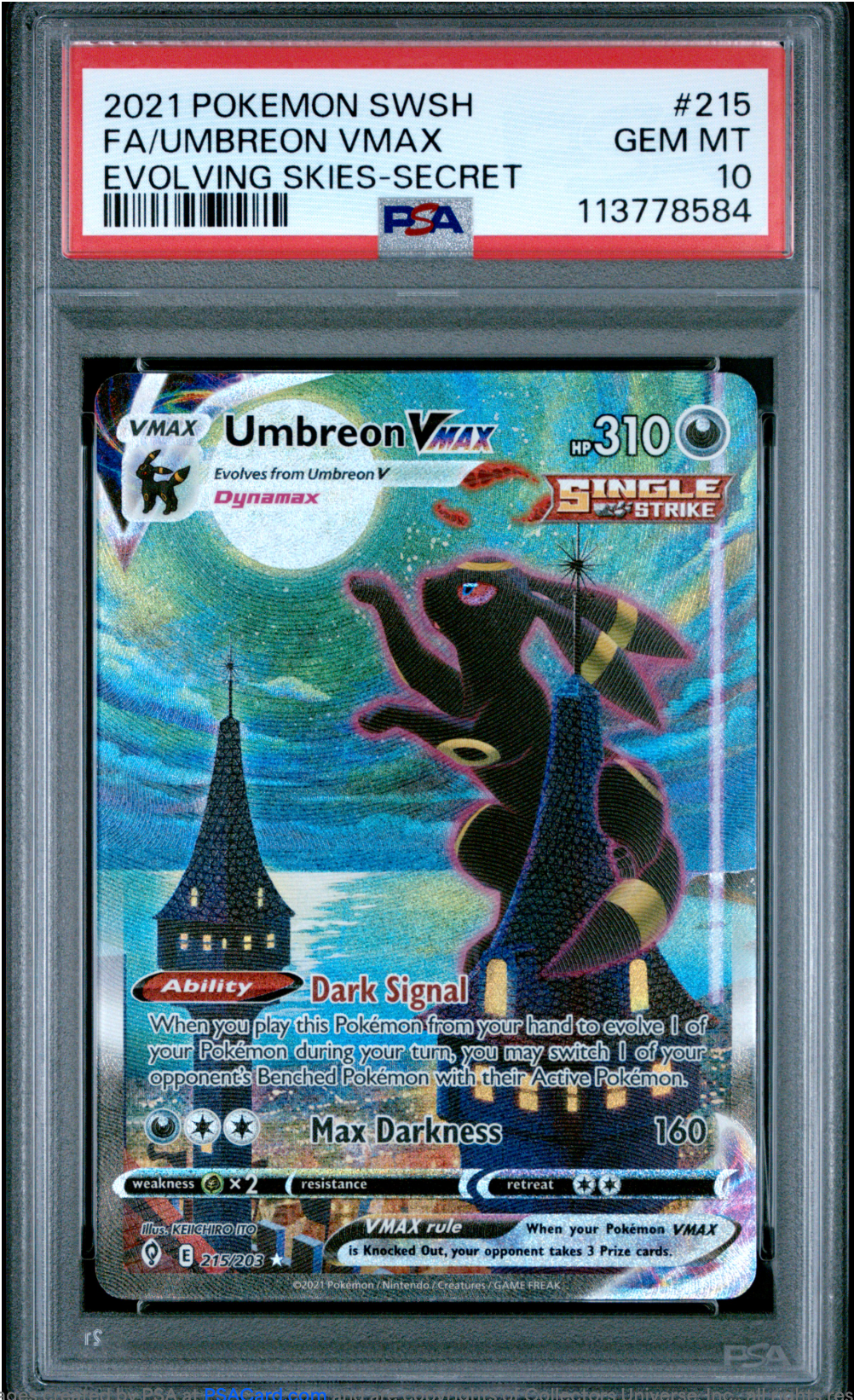 PSA 10 2021 UMBREON VMAX (215/203)