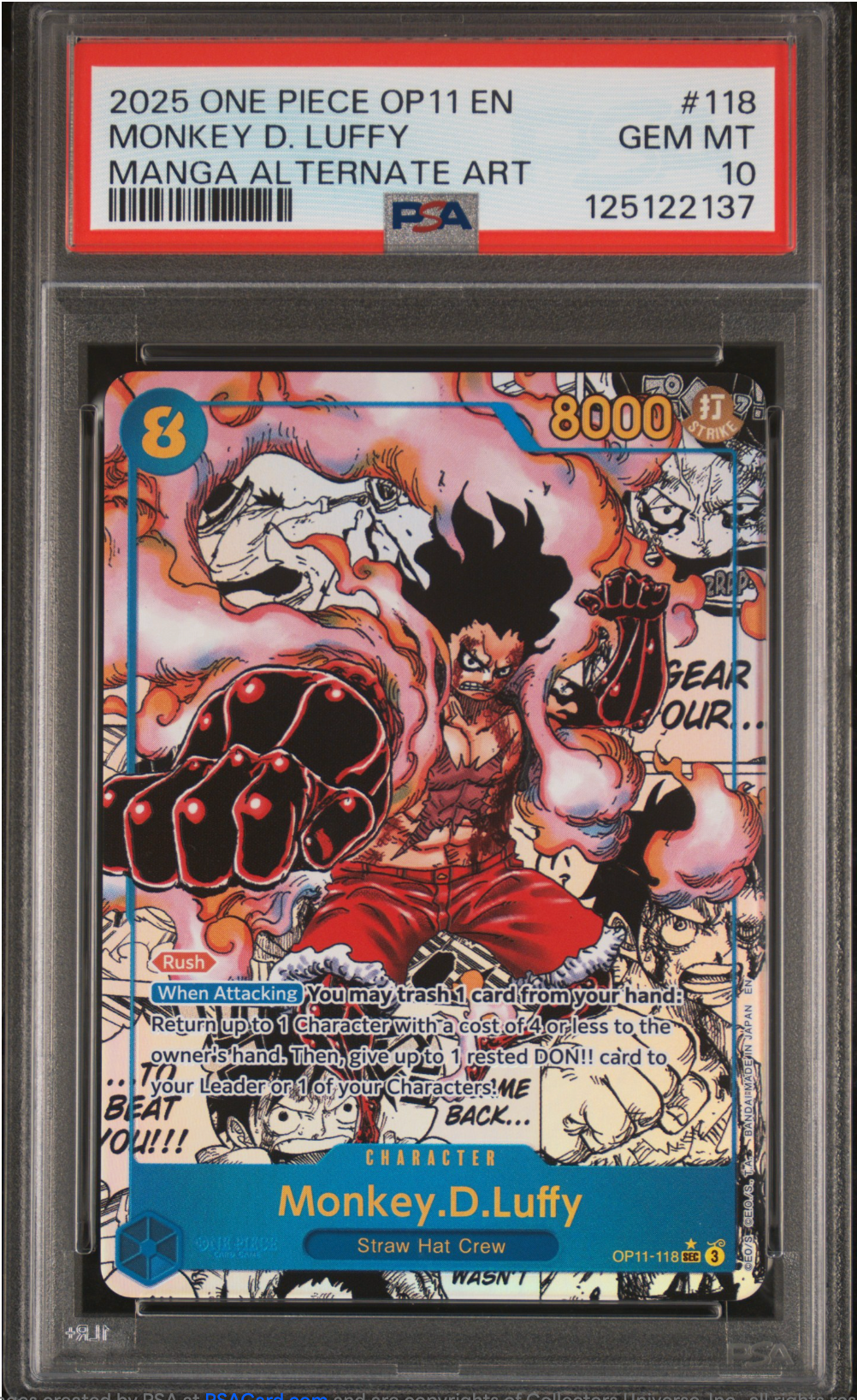 PSA 10 2025 MONKEY D LUFFY MANGA (OP11-118)