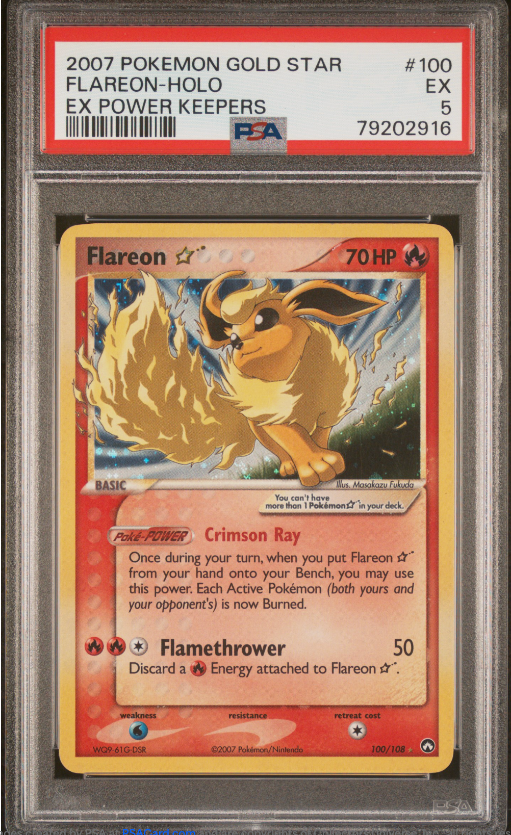 PSA 5 2007 FLAREON GOLD STAR (100/108)