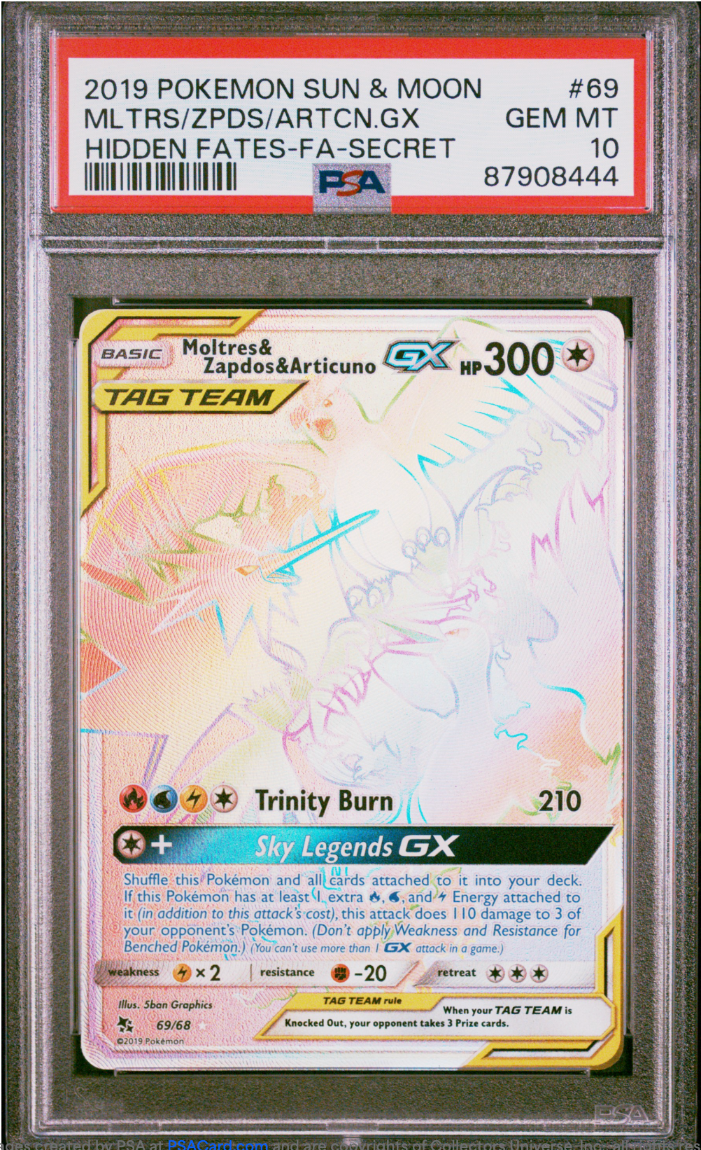 PSA 10 2019 MOLTRES ZAPDOS ARTICUNO GX (69/68)