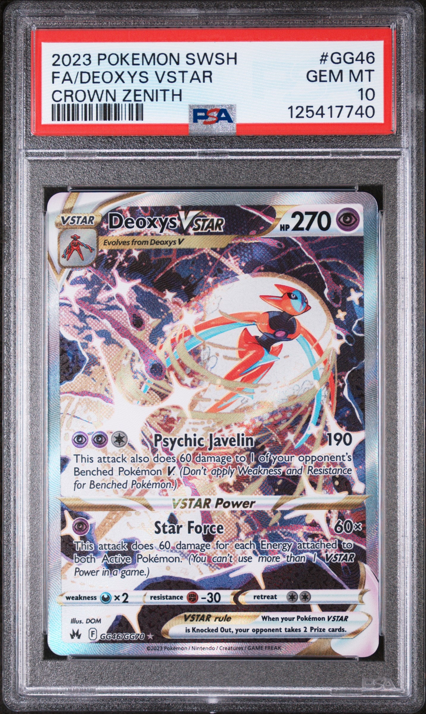 PSA 10 2023 DEOXYS VSTAR GG46 SWORD SHIELD CROWN ZENITH