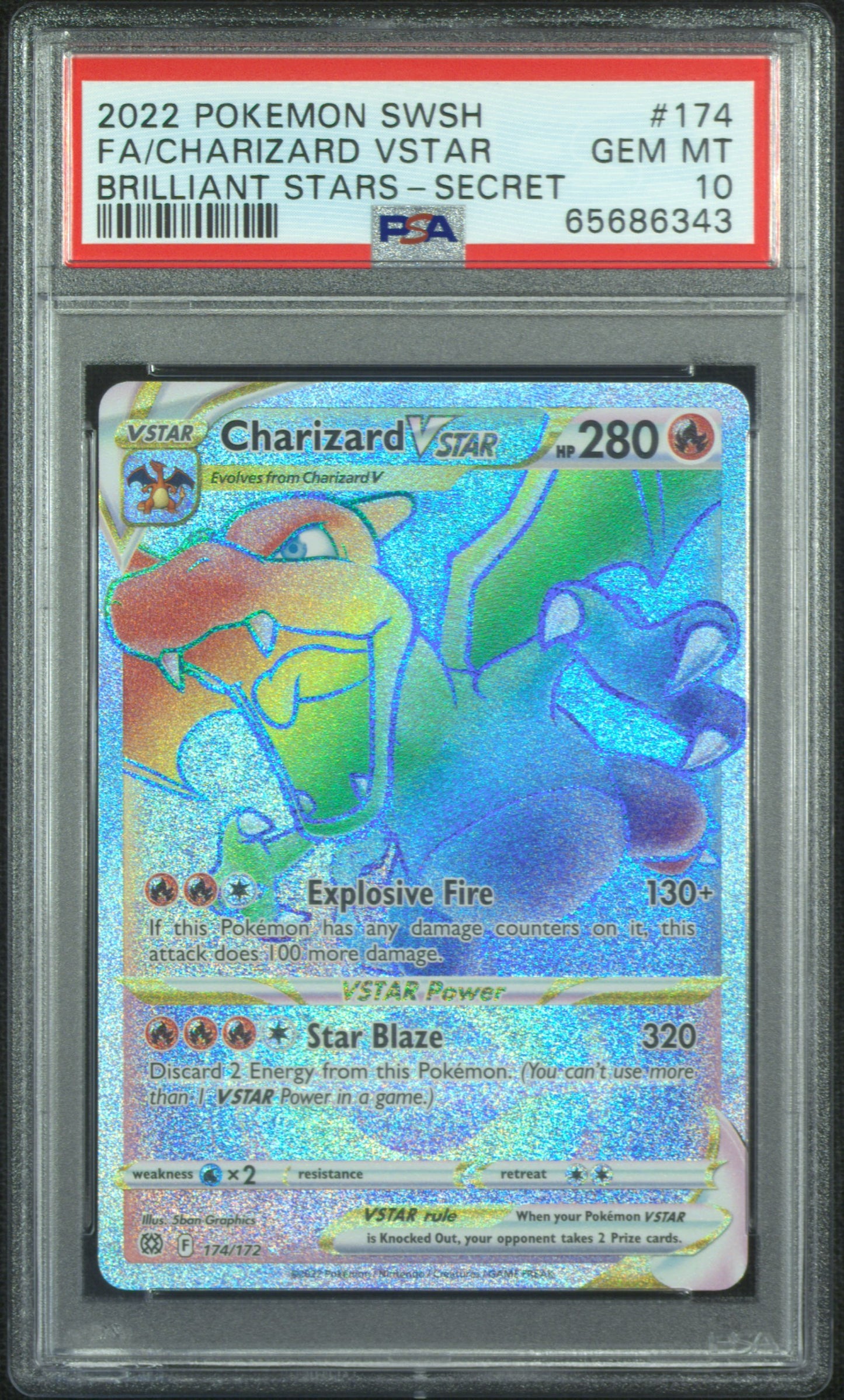 PSA 10 2022 CHARIZARD VSTAR 174 BRILLIANT STARS