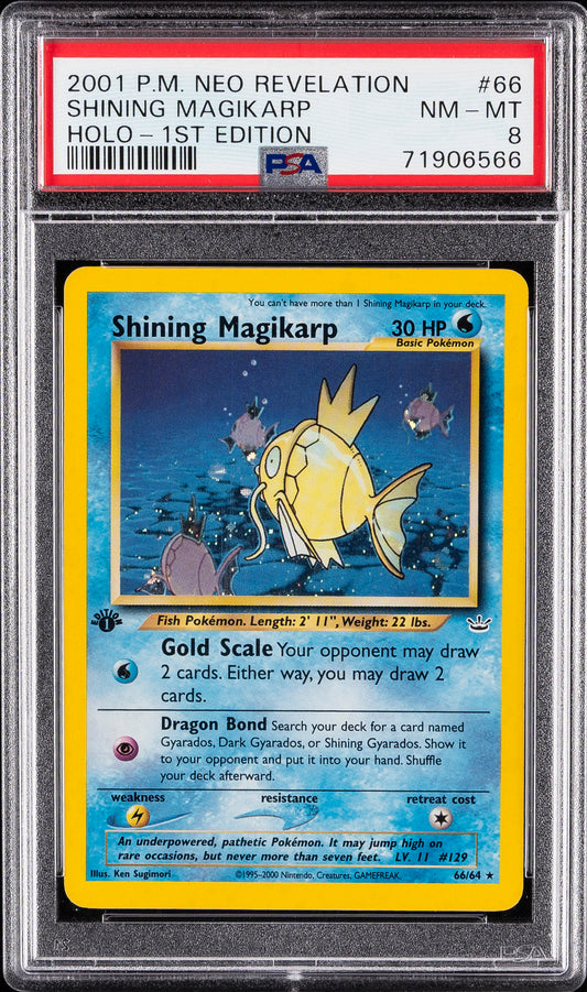 PSA 8 2001 SHINING MAGIKARP HOLO 66 NEO REVELATION