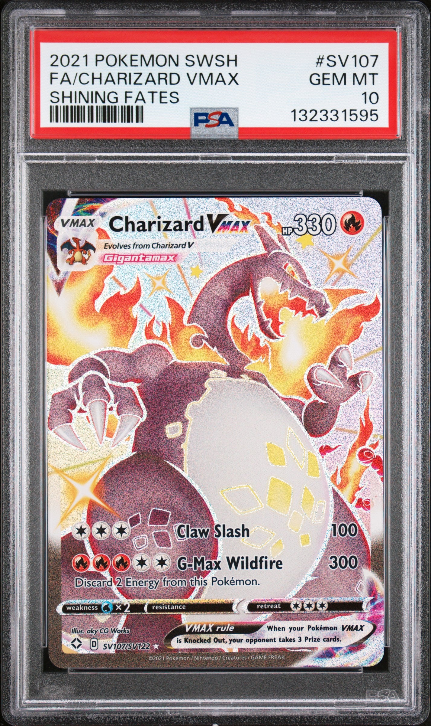 PSA 10 2021 CHARIZARD VMAX SV107 SHINING FATES