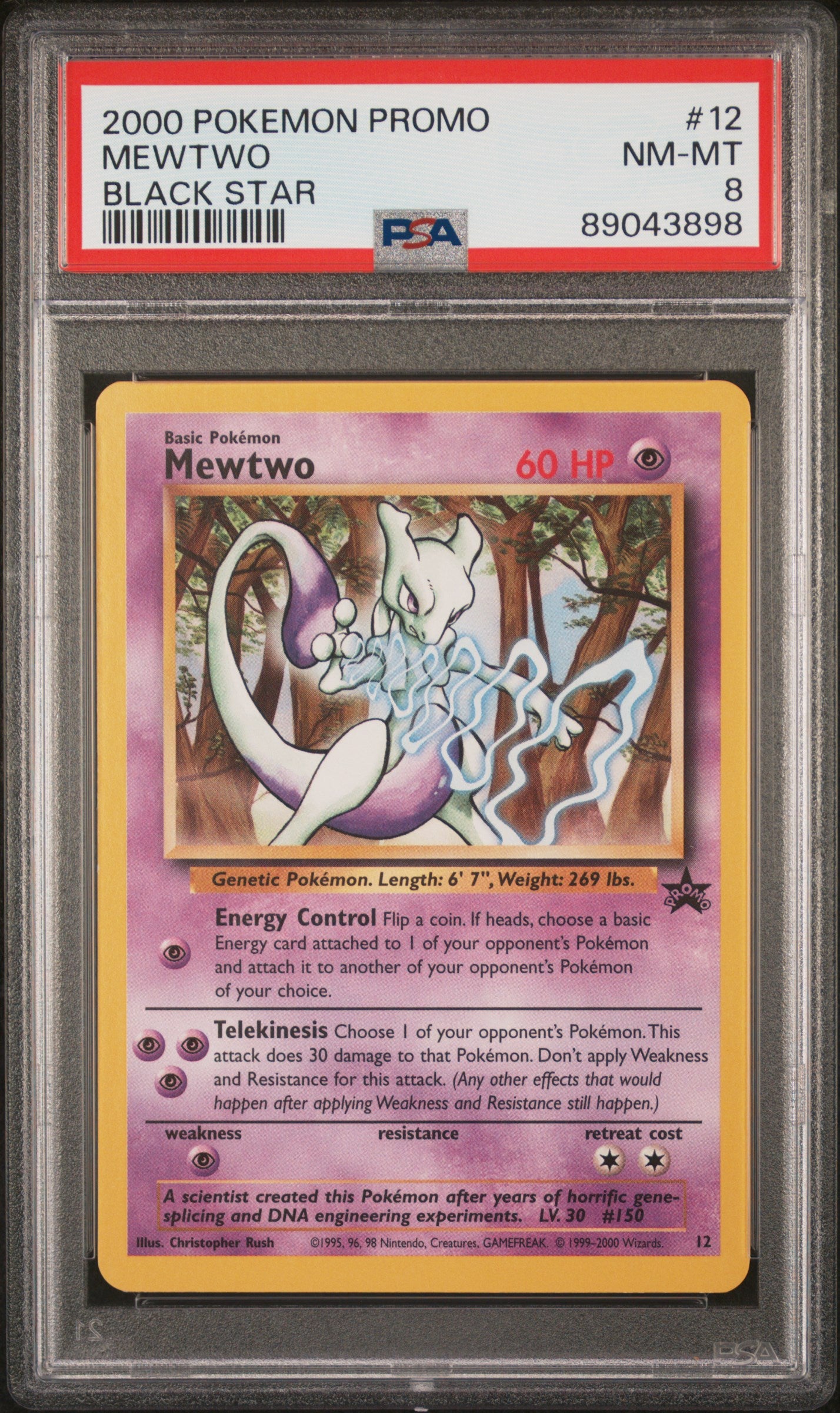 PSA 8 2000 MEWTWO 12 PROMO BLACK STAR