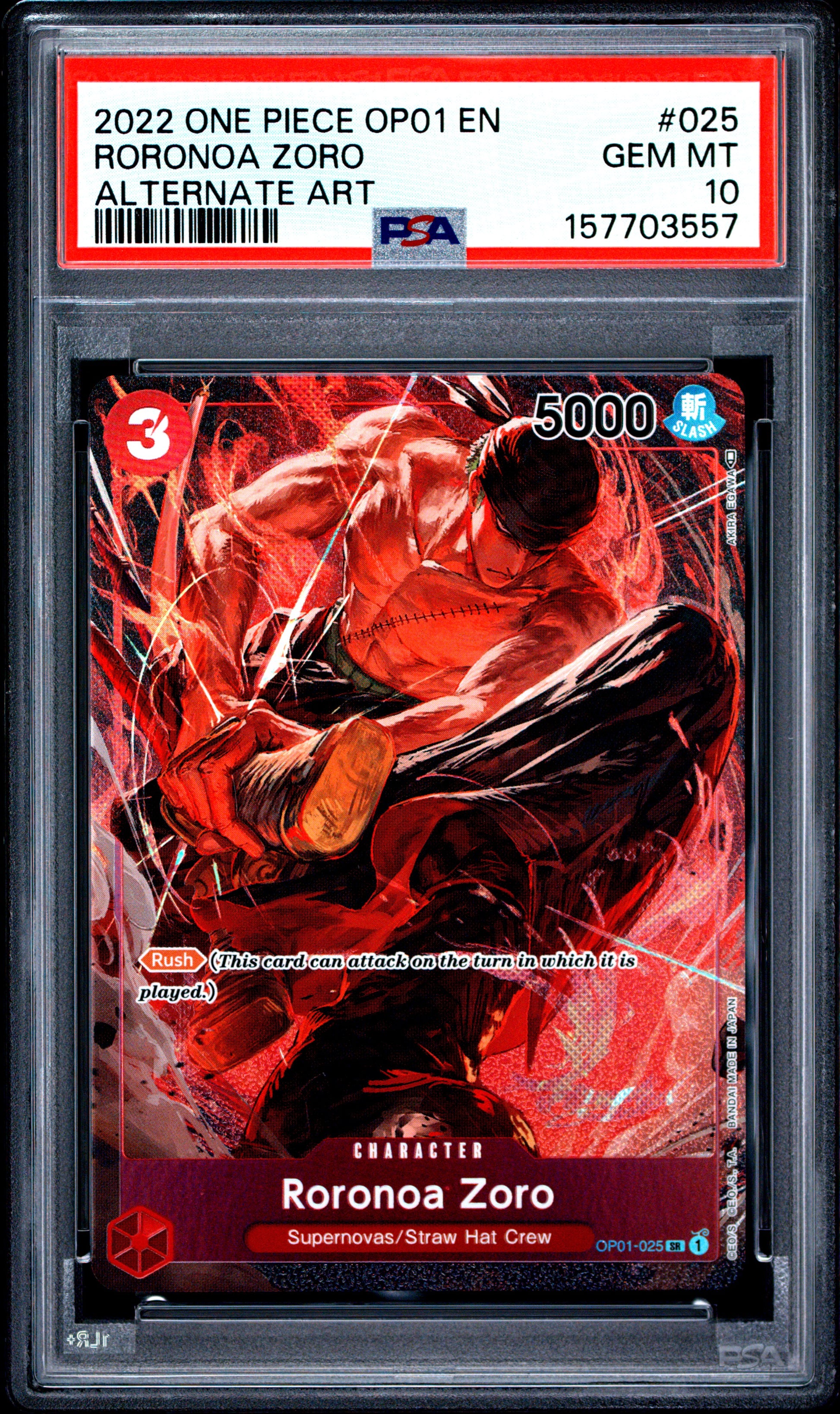 PSA 10 2022 RORONOA ZORO 025 ONE PIECE OP01 ROMANCE DAWN