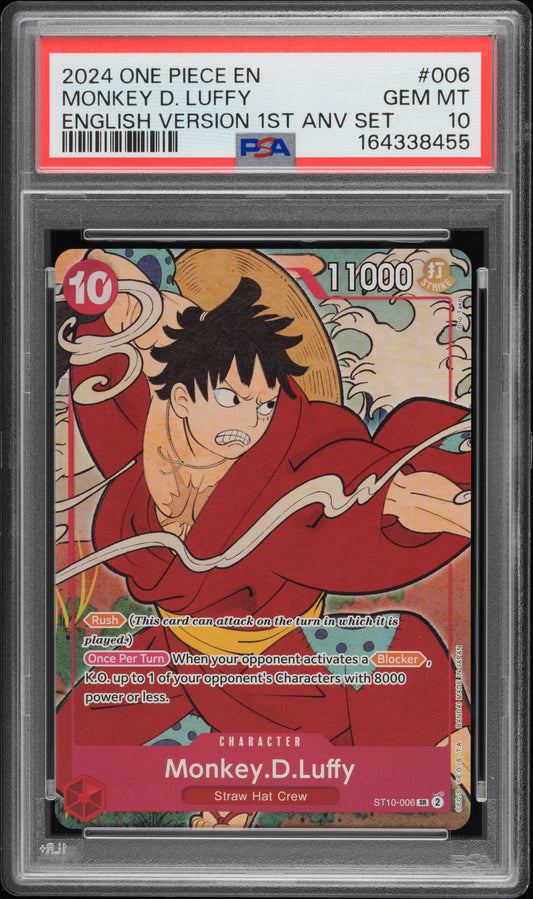 PSA 10 2024 MONKEY D. LUFFY 006 ONE PIECE ENGLISH VERSION 1ST ANNIVERSARY SET