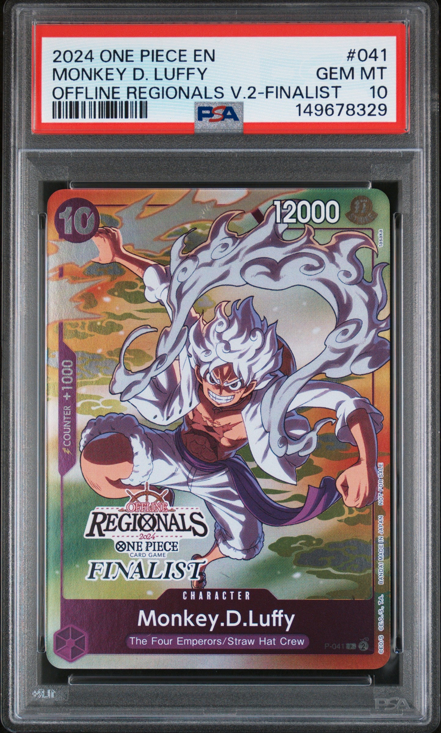 PSA 10 2024 MONKEY D. LUFFY 041 ONE PIECE OFFLINE REGIONALS PACK 2024 VOL.2