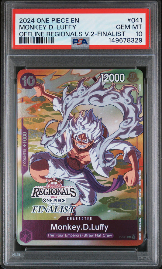 PSA 10 2024 MONKEY D. LUFFY 041 ONE PIECE OFFLINE REGIONALS PACK 2024 VOL.2