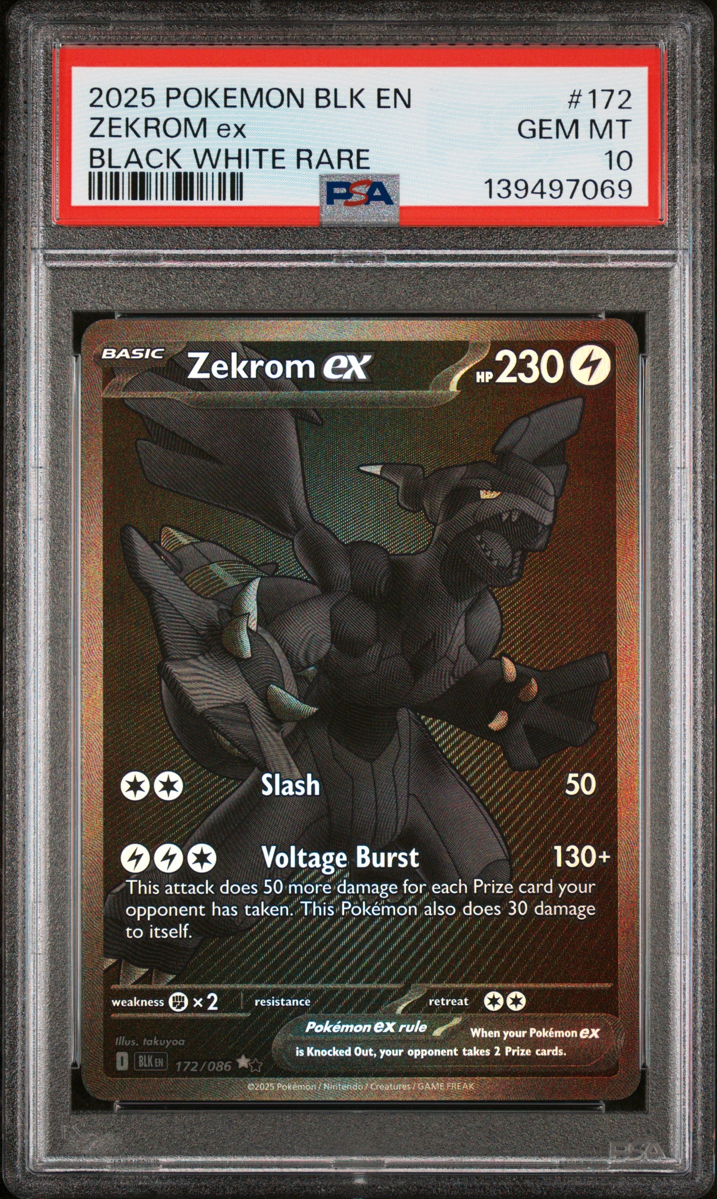 PSA 10 2025 ZEKROM EX 172 BLK EN-BLACK BOLT