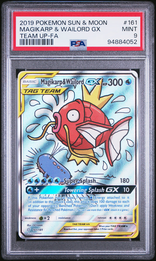 PSA 9 2019 MAGIKARP & WAILORD GX 161 TEAM UP