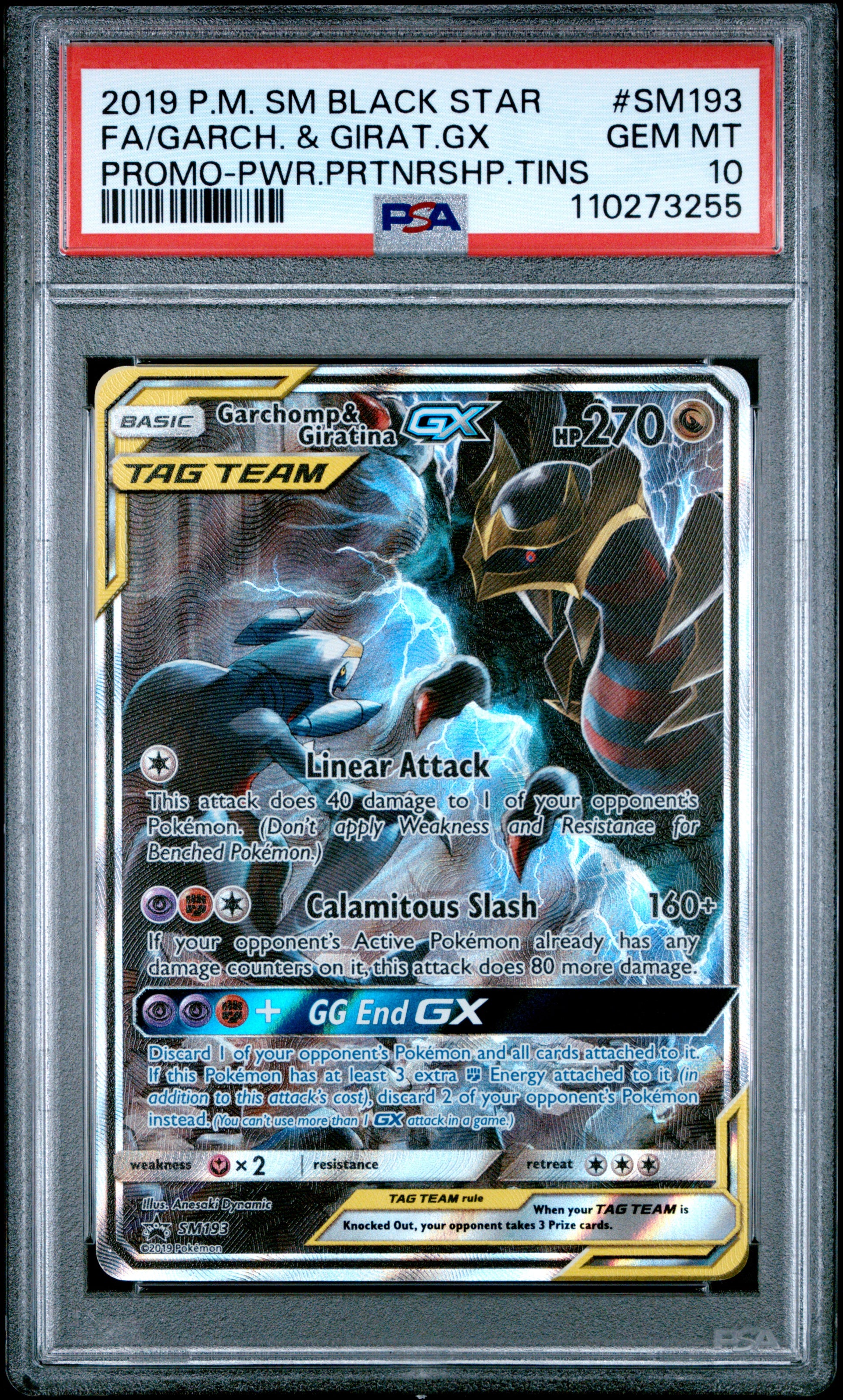 PSA 10 2019 GARCHOMP & GIRATINA GX SM193 SM BLACK STAR PROMO