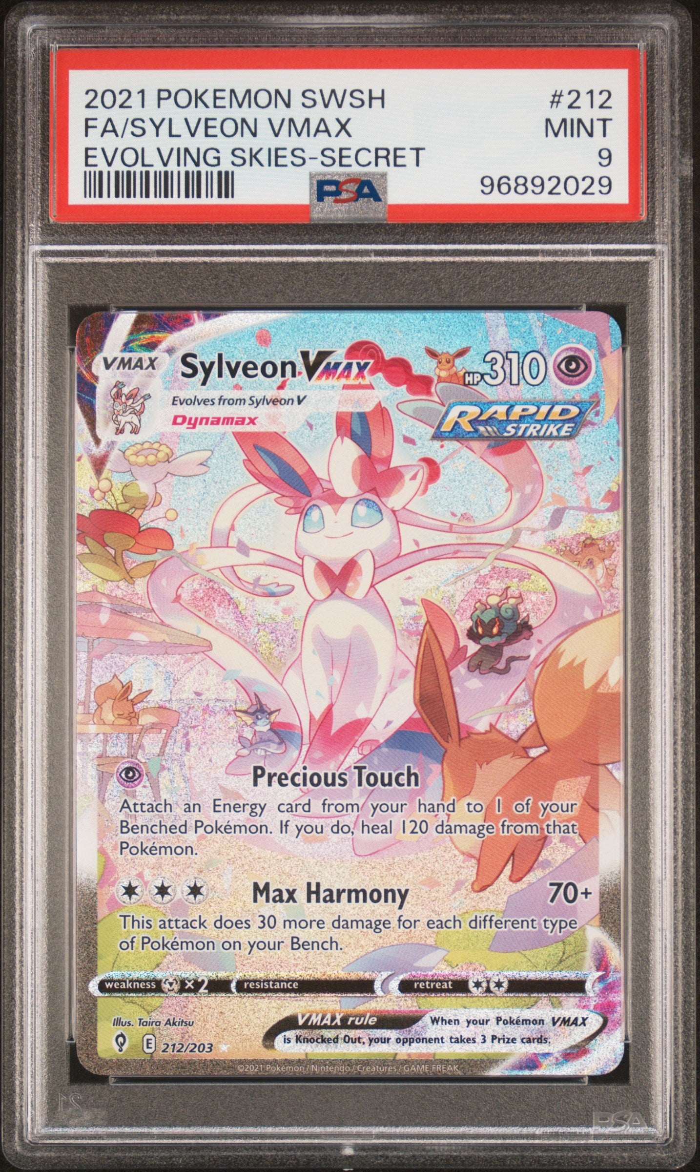 PSA 9 2021 SYLVEON VMAX 212/203 EVOLVING SKIES