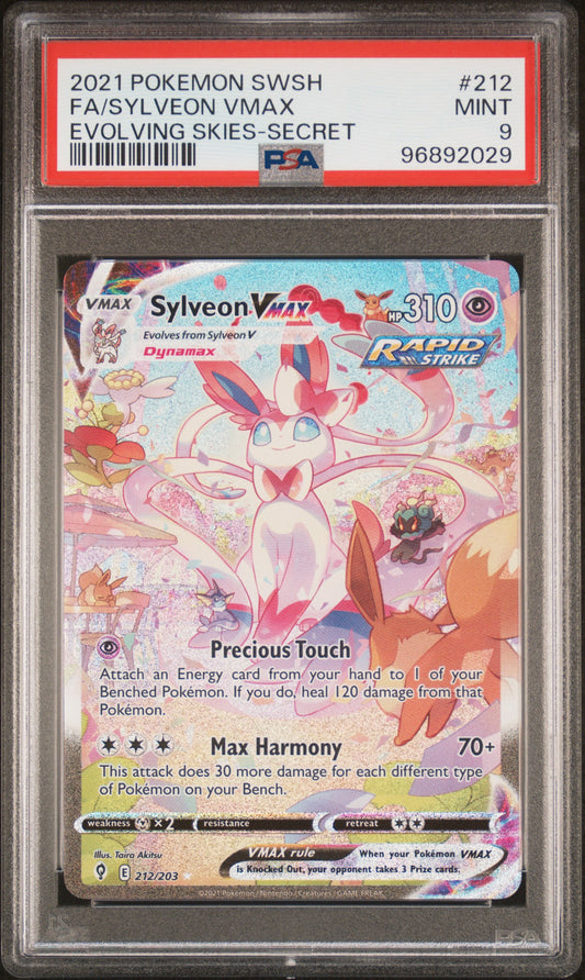 PSA 9 2021 SYLVEON VMAX 212/203 EVOLVING SKIES