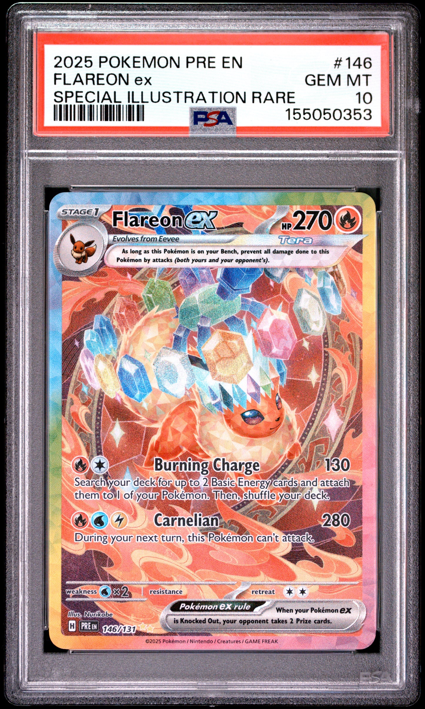 PSA 10 2025 FLAREON EX 146/131 PRISMATIC EVOLUTIONS