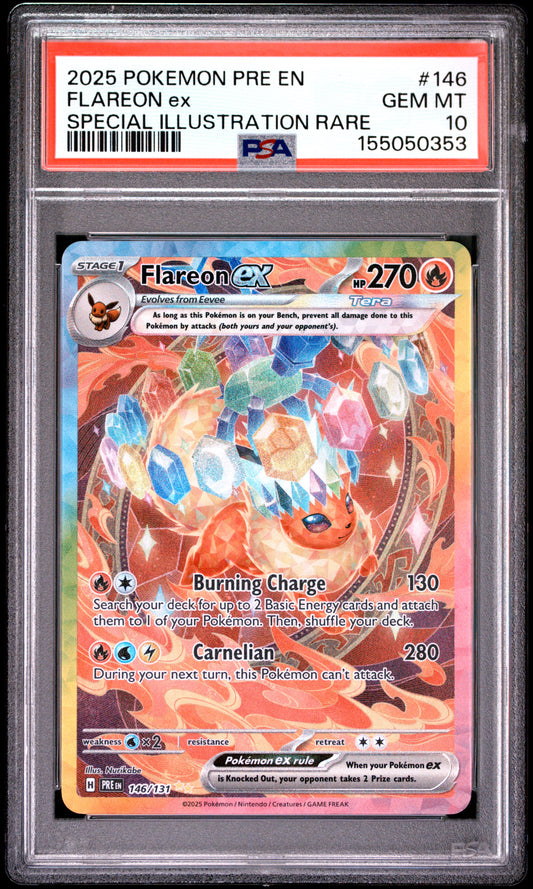 PSA 10 2025 FLAREON EX 146/131 PRISMATIC EVOLUTIONS