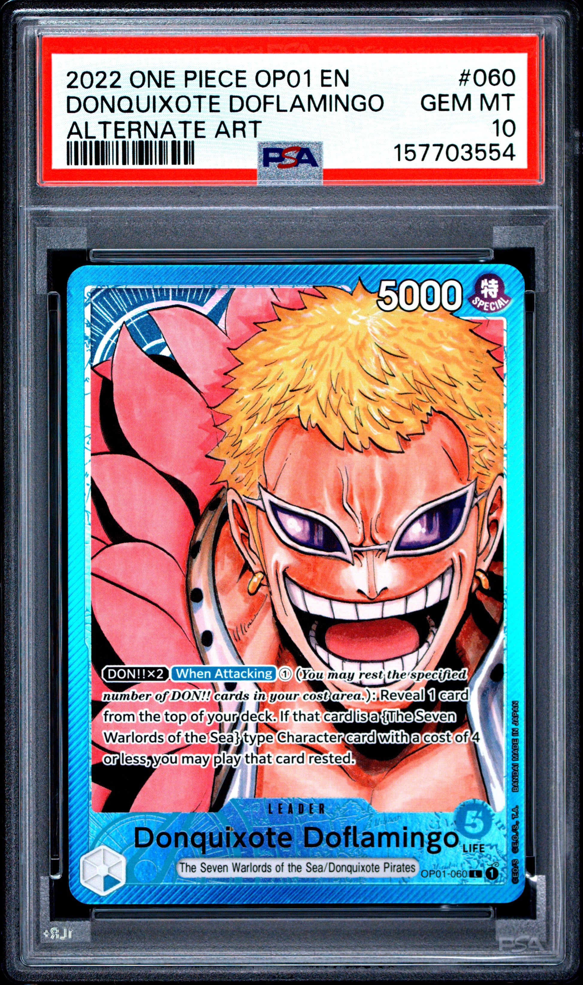 PSA 10 2022 DONQUIXOTE DOFLAMINGO 060 ONE PIECE OP01 ROMANCE DAWN