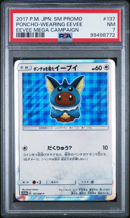 PSA 7 2017 PONCHO WEARING EEVEE 137/SM-P SM PROMO