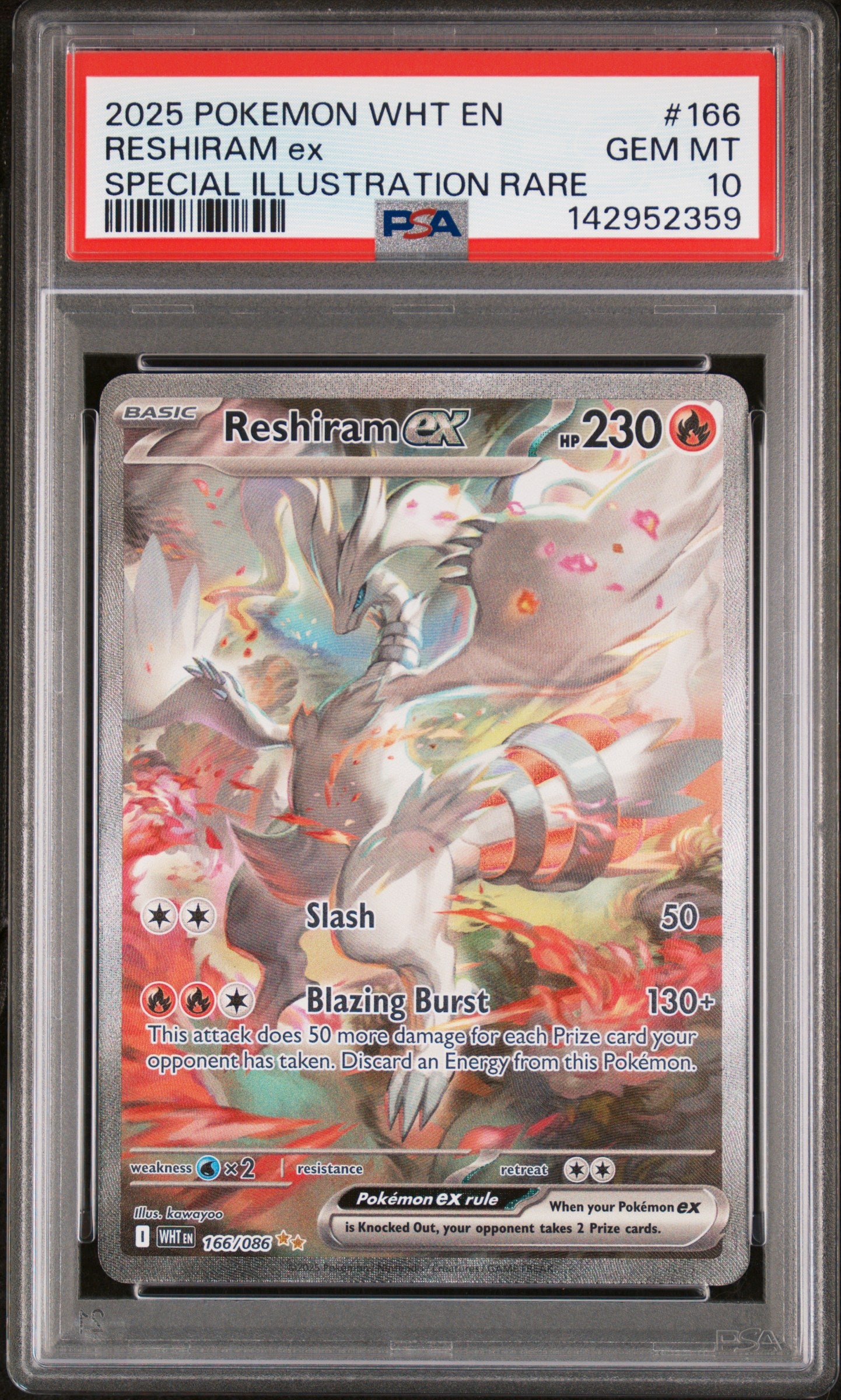 PSA 10 2025 RESHIRAM EX 166 WHT EN-WHITE FLARE