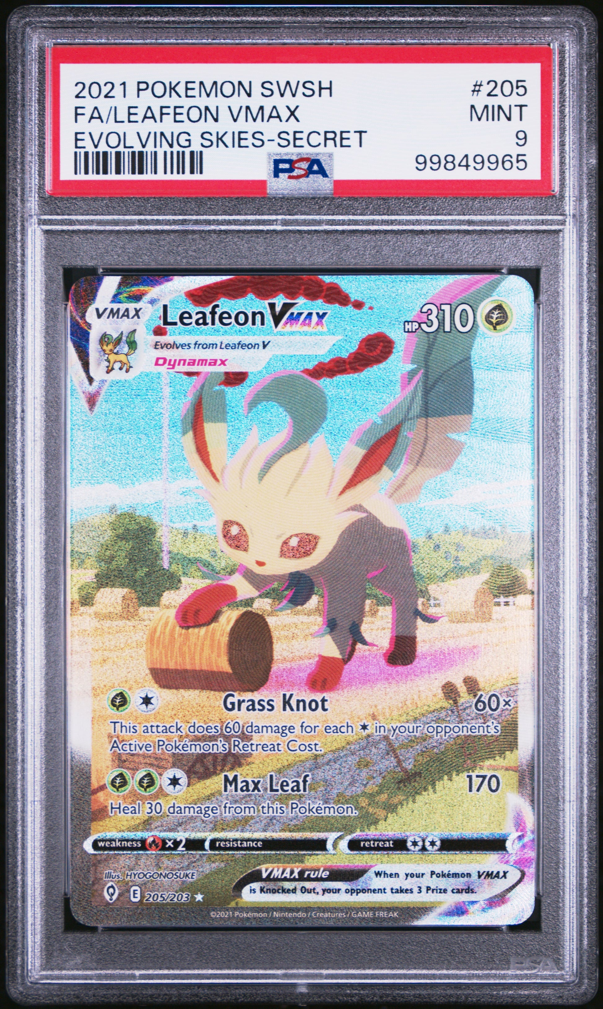 PSA 9 2021 LEAFEON VMAX 205/203 EVOLVING SKIES