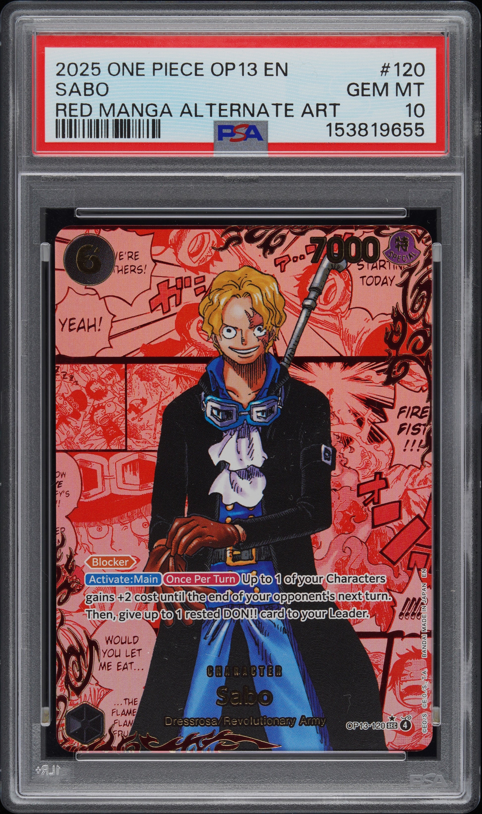 PSA 10 2025 SABO 120 ONE PIECE OP13-CARRYING ON HIS WILL